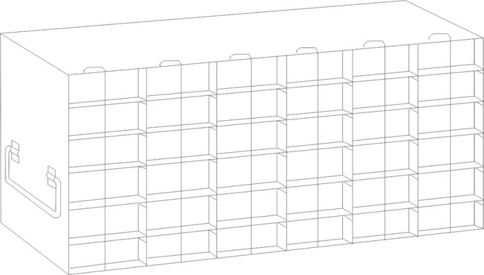 UFH50 - Rack for 50-Cell Hinged Top Plastic Boxes