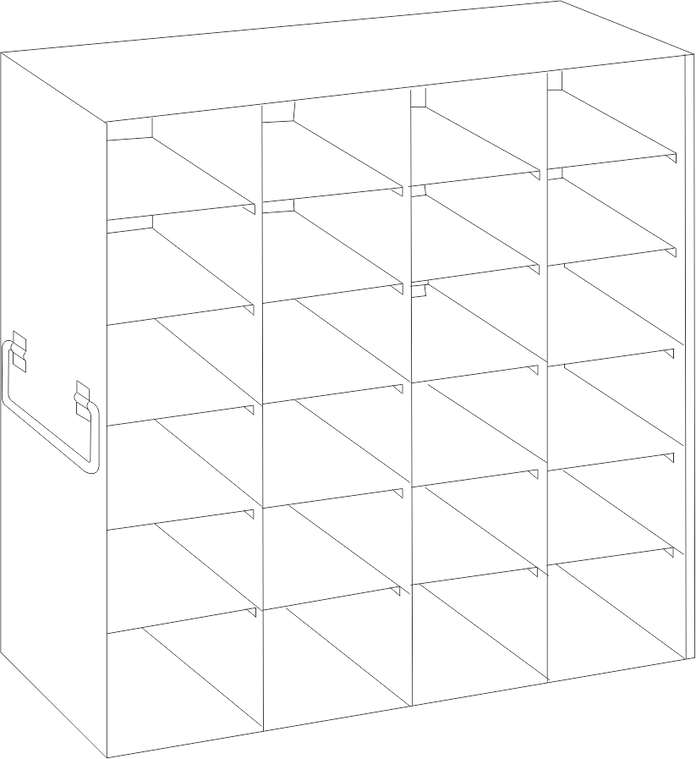 Crystal Industries - UFHT-46 - Upright Freezer Rack for 100-Cell Hinged Top Plastic Boxes, 4x6 Configuration