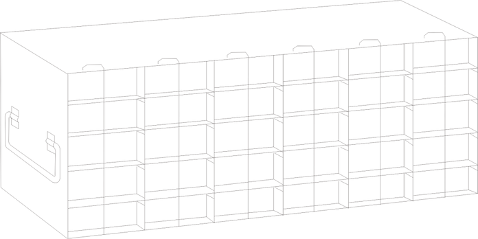 Crystal Industries - UFPCR-65L - Upright Freezer Rack for 0.2ml Tube 96-Well PCR Boxes, 6x5 Configuration