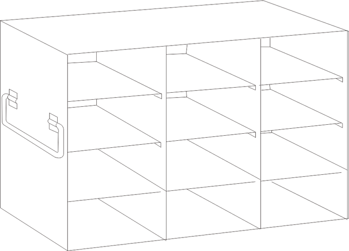 Crystal Industries - UFS-100-34 - Upright Freezer Rack for 100-Place Slide Boxes, 3x4 Configuration