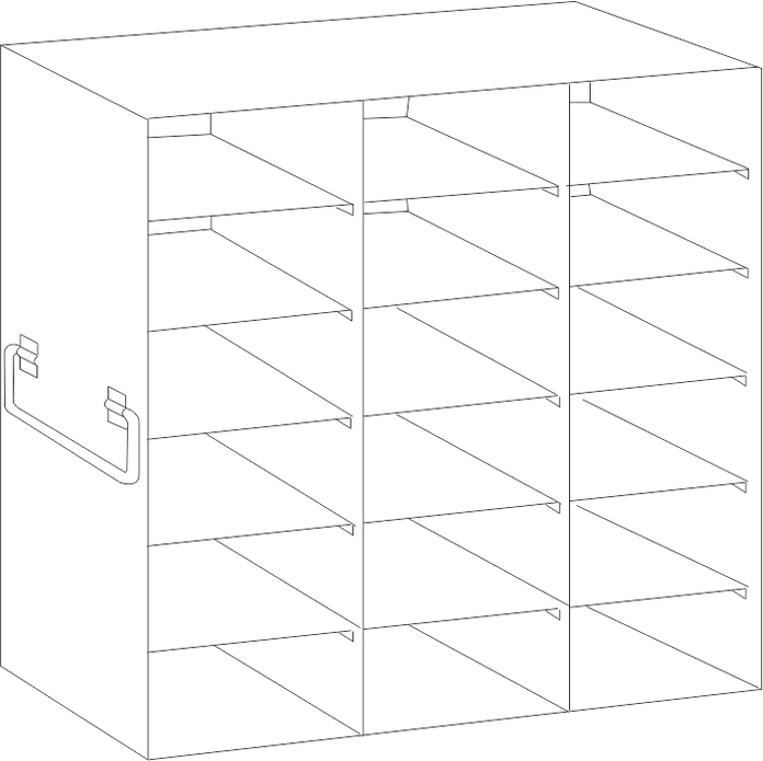 Crystal Industries - UFS-100-36 - Upright Freezer Rack for 100-Place Slide Boxes, 3x6 Configuration