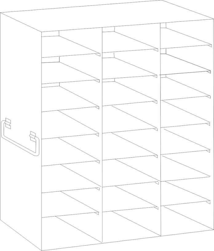 Crystal Industries - UFS-100-38 - Upright Freezer Rack for 100-Place Slide Boxes, 3x8 Configuration