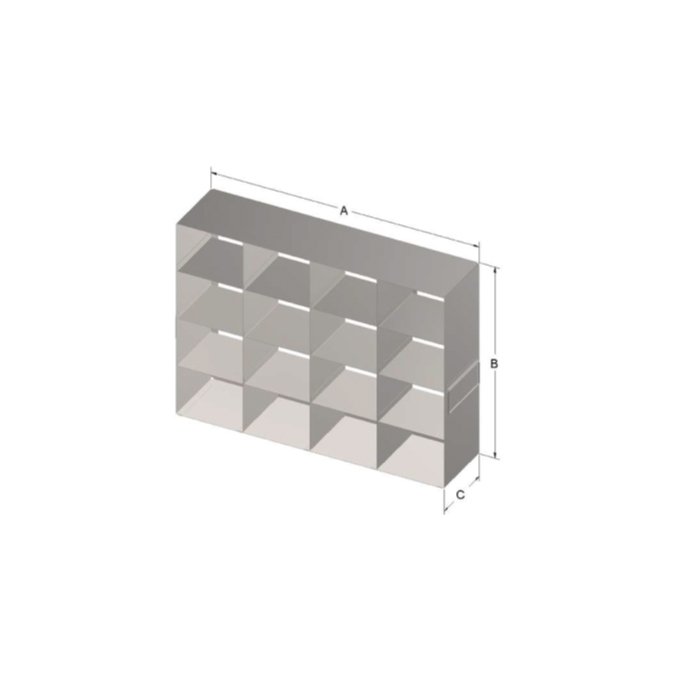 Custom Biogenic Systems - URO-87 - Upright Stainless Steel Freezer Racks with Handles for Standard 3.75" Boxes