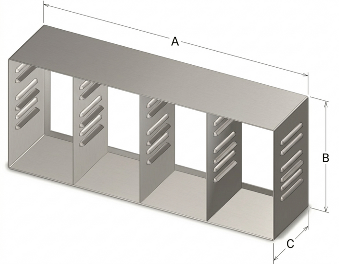 Custom Biogenic Systems - UTL-4-3 - Upright Stainless Steel Modifiable Clip Rack for Standard 2" High Boxes and/or Standard 3" High Boxes With Handles