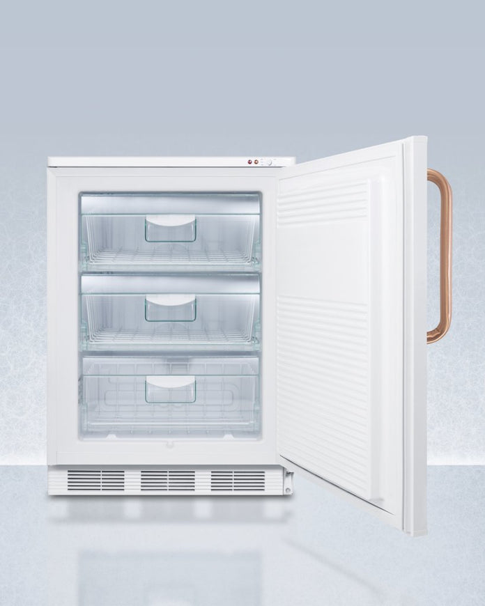 Accucold - VT65MLTBCLHD - 24" Wide All-Freezer with Antimicrobial Pure Copper Handle, Left Hand Door