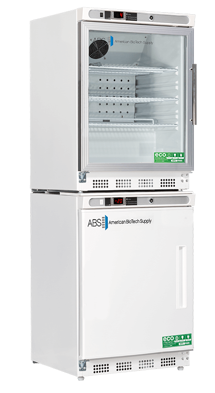 American Biotech Supply - ABT-HC-RFC9G-LH - 9 Cu. Ft. Refrigerator and Freezer Combination, Left Hinged with Glass Door Refrigerator