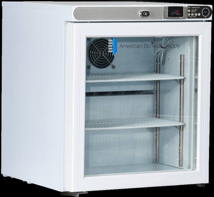 American Biotech Supply - ABT-HC-UCFS-0104G-LH - 1 Cu. Ft Capacity Premier Countertop Refrigerator Freestanding, Left Hinged
