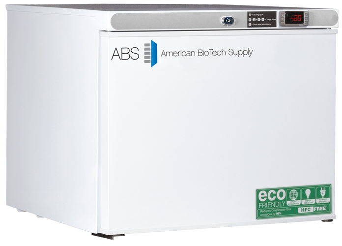 American Biotech Supply - ABT-HC-UCFS-0120A-LH - 1.3 Cu. Ft. Premier Countertop Auto Defrost Freezer Freestanding, Left Hinged