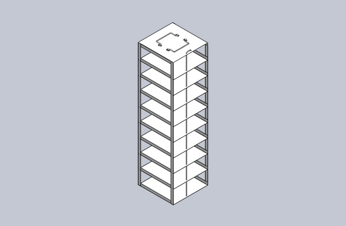 Crystal Industries - CFTB-9 - Vertical Rack for 96-Well Microtube Boxes, Holds 9 Boxes