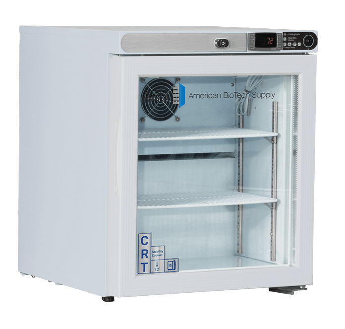 American Biotech Supply - CRT-ABT-HC-UCFS-0104G - 1 Cu. Ft. Undercounter Controlled Room Temperature Cabinet, Freestanding-Glass Door