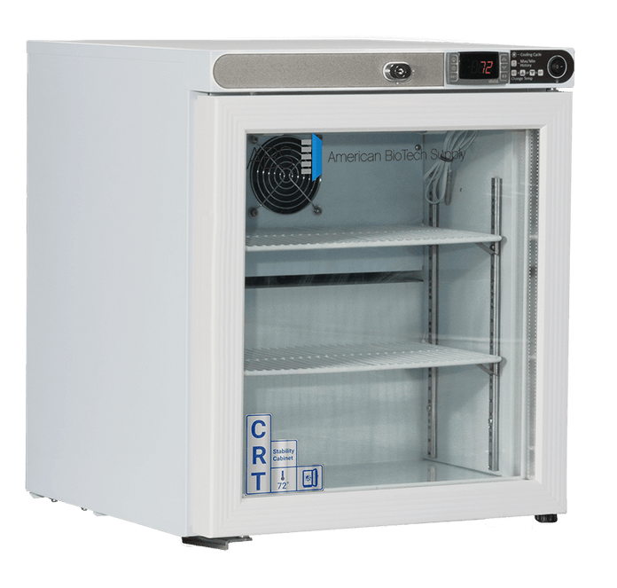 American Biotech Supply - CRT-ABT-HC-UCFS-0104G-LH - 1 Cu. Ft. Undercounter Controlled Room Temperature Cabinet, Freestanding, Left Hinged-Glass Door