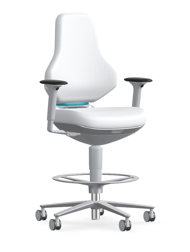 Bimos - 20027570-A - Texon Cleanroom Chair Plus, 9173R+, ESD Capable, White, with Arms
