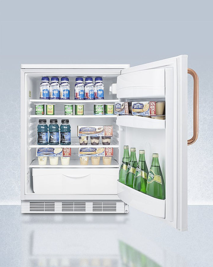 Accucold - FF6LWTBCLHD - 24" Wide All-Refrigerator, Copper Handle, Left Hand Door
