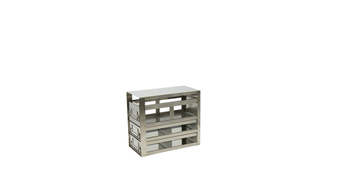 Crystal Industries - UFD-22 - Upright Freezer Rack with 2 Drawers for Standard 2" Cardboard Boxes & 1 Drawer for Storage Bottles