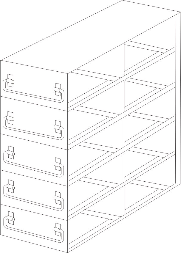 Crystal Industries - UFDHT-25 - Upright Freezer Drawer Rack for 100-Cell Hinged Plastic Boxes, 2x5 Configuration