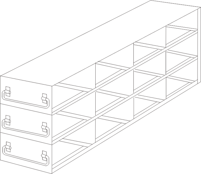 UFDMM-43 - Drawer Freezer Rack for SBS Formatted Boxes, 4x3 Configuration