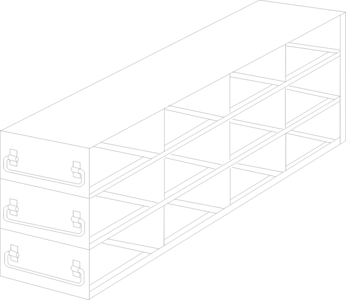 UFDMX-432 - Drawer Freezer Rack for SBS Formatted Boxes, 4x3 Configuration
