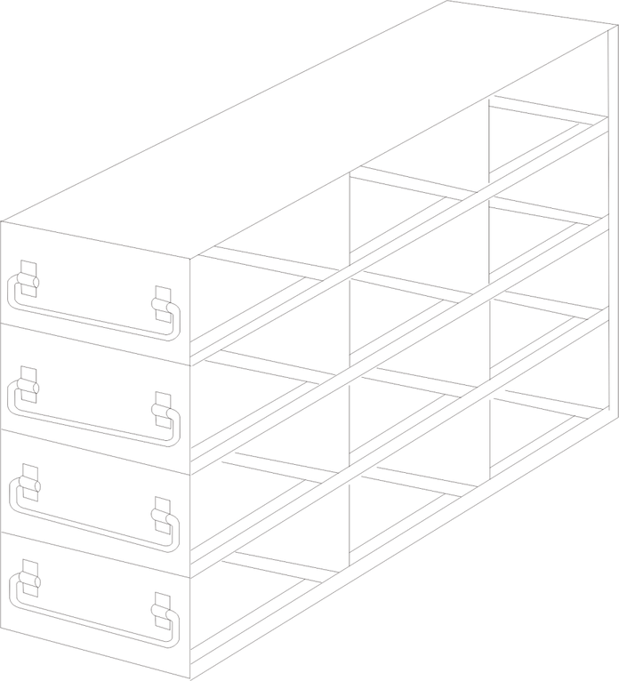 UFDS-100-34 - Drawer Rack for 100-Place Slide Boxes, 3x4 Configuration