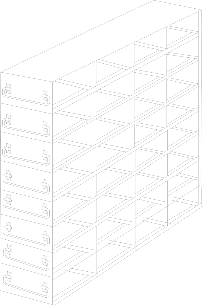 UFDS-100-48 - Drawer Rack for 100-Place Slide Boxes, 4x8 Configuration