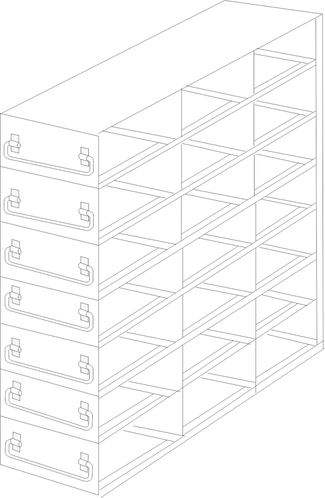 UFDS-25-37 - Drawer Rack for 25-Place Slide Boxes, 3x7 Configuration