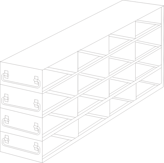UFDS-25-44 - Drawer Rack for 25-Place Slide Boxes, 4x4 Configuration