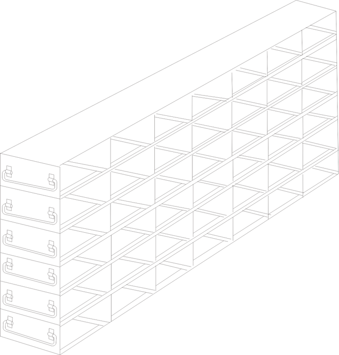UFDS-25-76 - Drawer Rack for 25-Place Slide Boxes, 7x6 Configuration