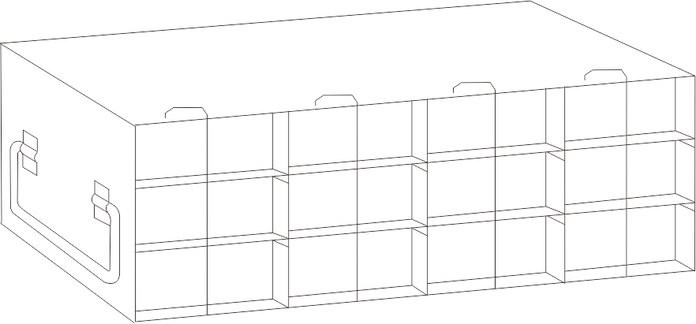 Crystal Industries - UFH50-43 - Upright Freezer Rack for 50-Cell Hinged Top Plastic Boxes, 4x3 Configuration