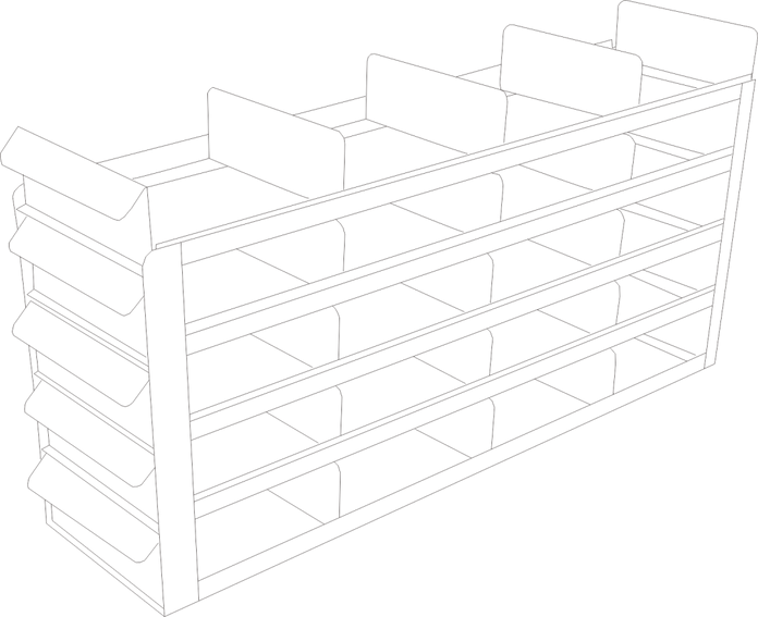 UFS-453 - Sliding Tray Rack for 3" Boxes, 4x5 Configuration