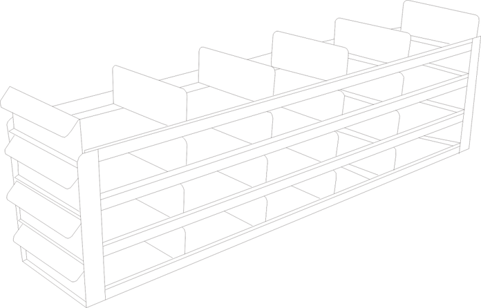 UFS-543 - Sliding Tray Rack for 3" Boxes, 5x4 Configuration