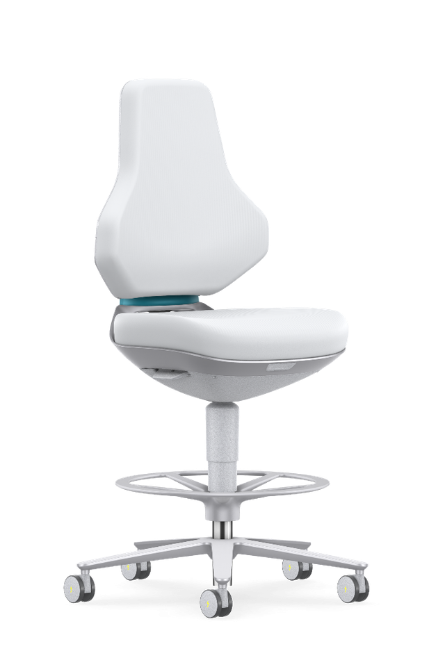 Bimos - 20027566 - Texon Cleanroom Stool, 9175R, ESD Capable, Bench-to-Counter Height, White, Armless