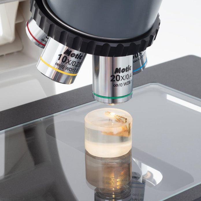 Motic Instruments - 1100100402534 - BA310Met-T Trinocular Upright Industrial Microscopes (Stroke 6"x 4" Stage) (Erect Image)
