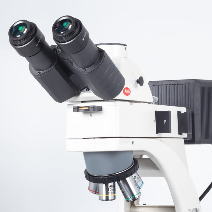Motic Instruments - 1100100402544 - BA310Met-T Trinocular Upright Industrial Microscopes (Stroke 3"x 2" Stage) (Erect Image)