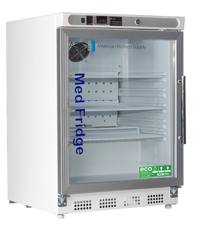 American Biotech Supply - PH-ABT-HC-UCBI-0404G-LH - 4.6 Cu. Ft. Pharmacy Undercounter Built-In Refrigerator, Left Hinged with Glass Door