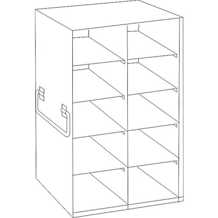 Crystal Industries - UFHT-25 - Upright Freezer Rack for 100-Cell Hinged Top Plastic Boxes, 2x5 Configuration