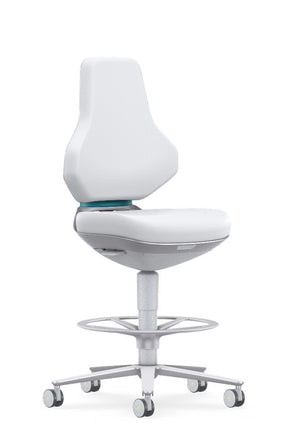 Bimos - 20028402 - Texon Cleanroom Low Stool, 9172R, ESD Capable, Desk-to-Bench Height, White, Armless