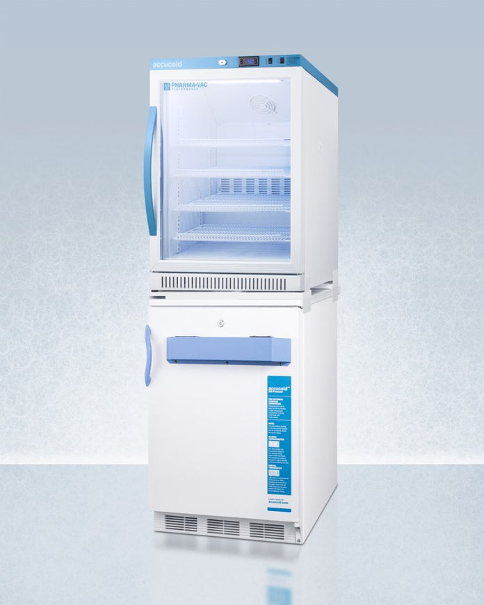 Accucold - ARG6PV-VT65MLSTACKMED2LHD - 24" Wide All-Refrigerator-All-Freezer Combination, Left Hand Door