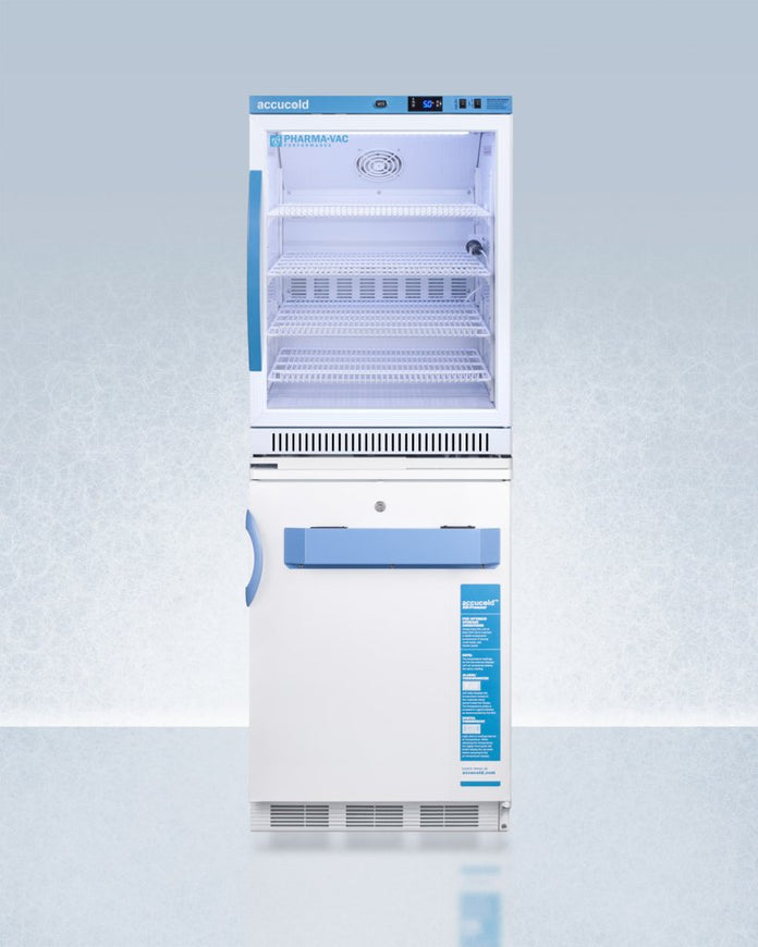 Accucold - ARG6PV-VT65MLSTACKMED2LHD - 24" Wide All-Refrigerator-All-Freezer Combination, Left Hand Door