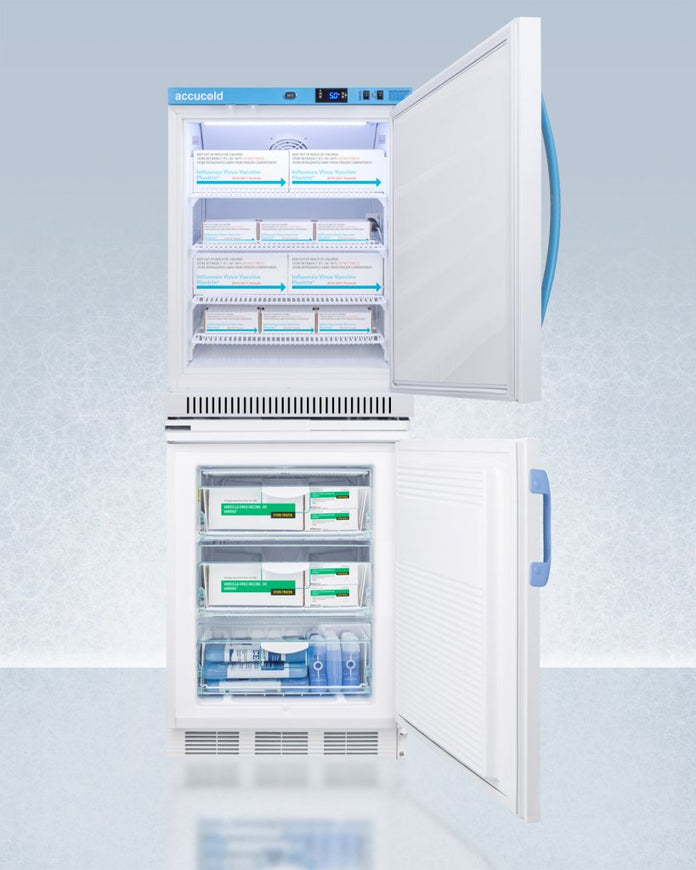 Accucold - ARS6PV-VT65MLSTACKMED2LHD - 24" Wide All-Refrigerator-All-Freezer Combination, Left Hand Door