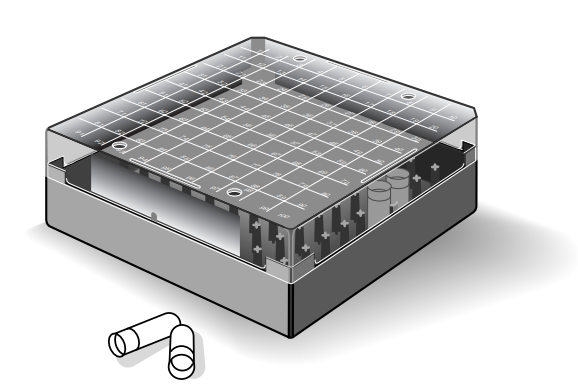 Custom Biogenic Systems - B2P100 - Polypropylene Box, Including 100-Place Divider for Storing 1.2 & 2.0ml Vials, Temp Range -196°C