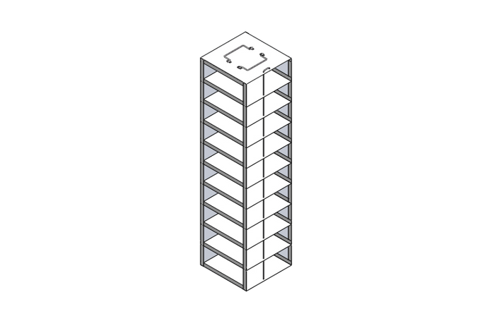 Crystal Industries - CF-10-2-S - Vertical Rack for 2" Boxes with Spring Lock, Holds 10 Boxes