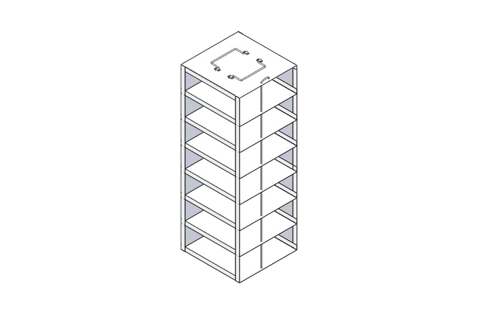 CF-7-2 - Vertical Rack for 2" Boxes, Holds 7 Boxes