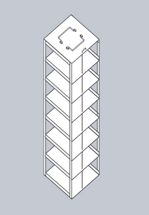 CF-7-3-S - Vertical Rack for 3" Boxes with Spring Lock, Holds 7 Boxes