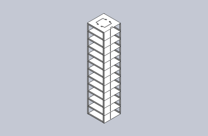 CFDP-12 - Vertical Rack for 96-Deep-Well Microtiter Plates, Holds 12 Boxes