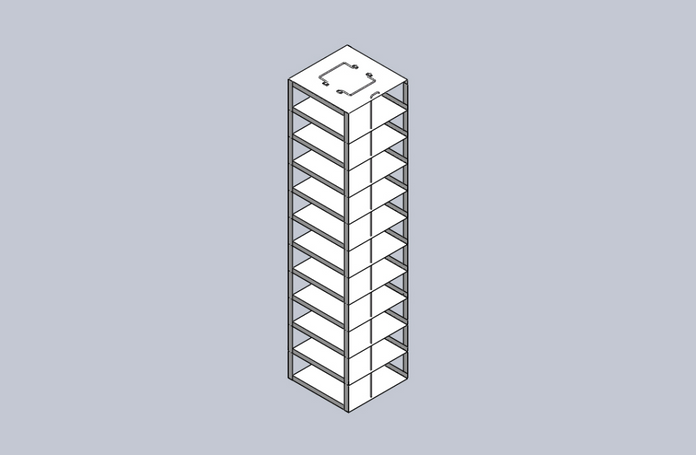 Crystal Industries - CFM-1105 - Vertical Rack for 50-Cell 0.5ml Microtube Boxes, Holds 22 Boxes