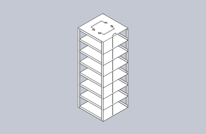 Crystal Industries - CFM-715 - Vertical Rack for 50-Cell 1.5ml Microtube Boxes, Holds 14 Boxes