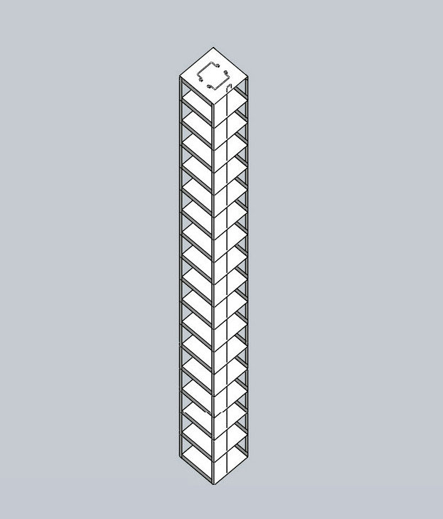 CFMM-17 - Vertical Rack for SBS Formatted Boxes, Holds 17 Boxes