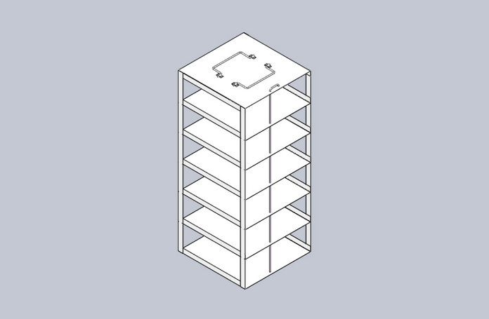CFS-100-6 - Vertical Rack for 100-Place Slide Boxes, Holds 6 Boxes