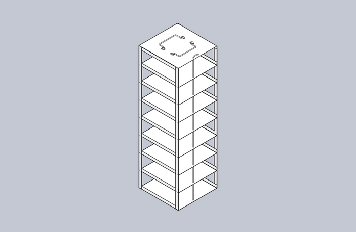 CFS-100-8 - Vertical Rack for 100-Place Slide Boxes, Holds 8 Boxes