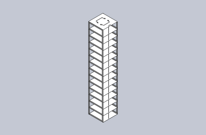 CFS-25-14 - Vertical Rack for 25-Place Slide Boxes, Holds 14 Boxes