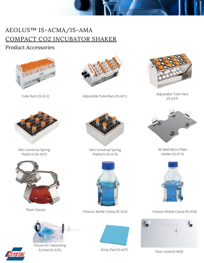 Crystal Industries - IS-AEOLUS - AEOLUS CO2/Non-CO2 Compact Incubator Shakers (25mm or 50mm Orbit Models)